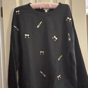 J. Crew Black Sweater with Champagne Design